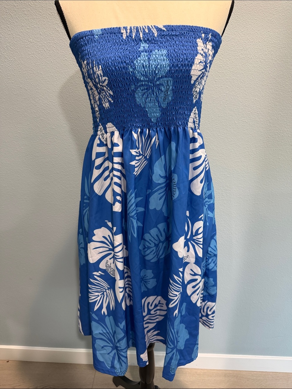 Banana Republic Blue and White Floral Strapless Swim Coverup